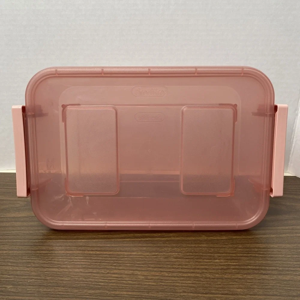 Sterilite 2.7 Qt. Modular Latch Box Plastic with Translucent Pink Base and Lid